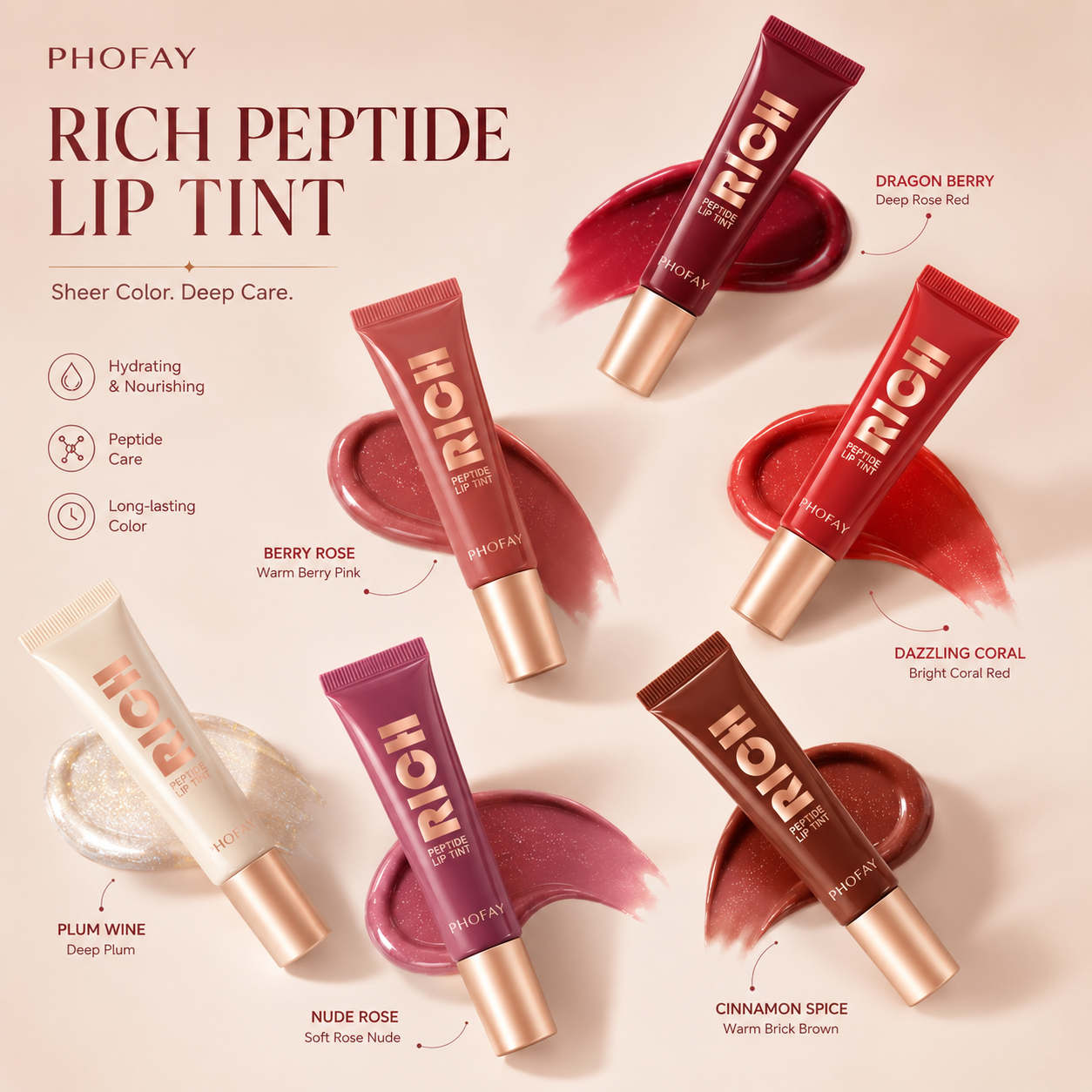 PHOFAY Peptide Lip Tint Moisturizing Gloss